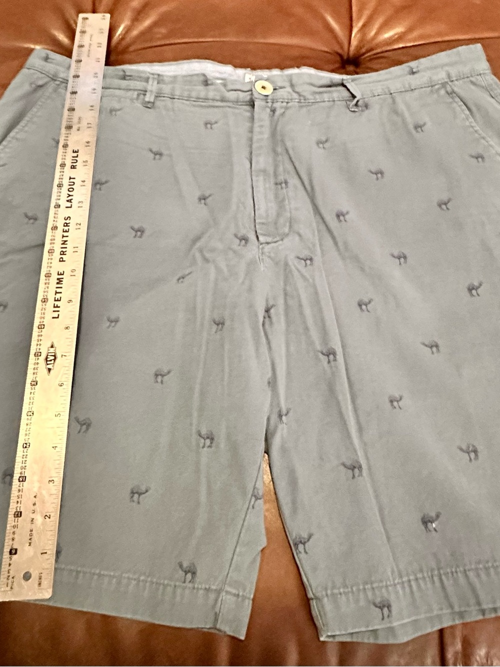 Merona Light Blue Embroidered Camel Flat-Front Shorts